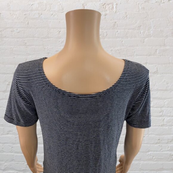 JONES & CO. -- T-Shirt Style Top, Short Sleeves, Black and White Narrow Stripes - Picture 8 of 12